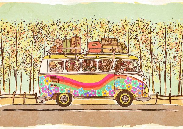 Фургончик хиппи картина