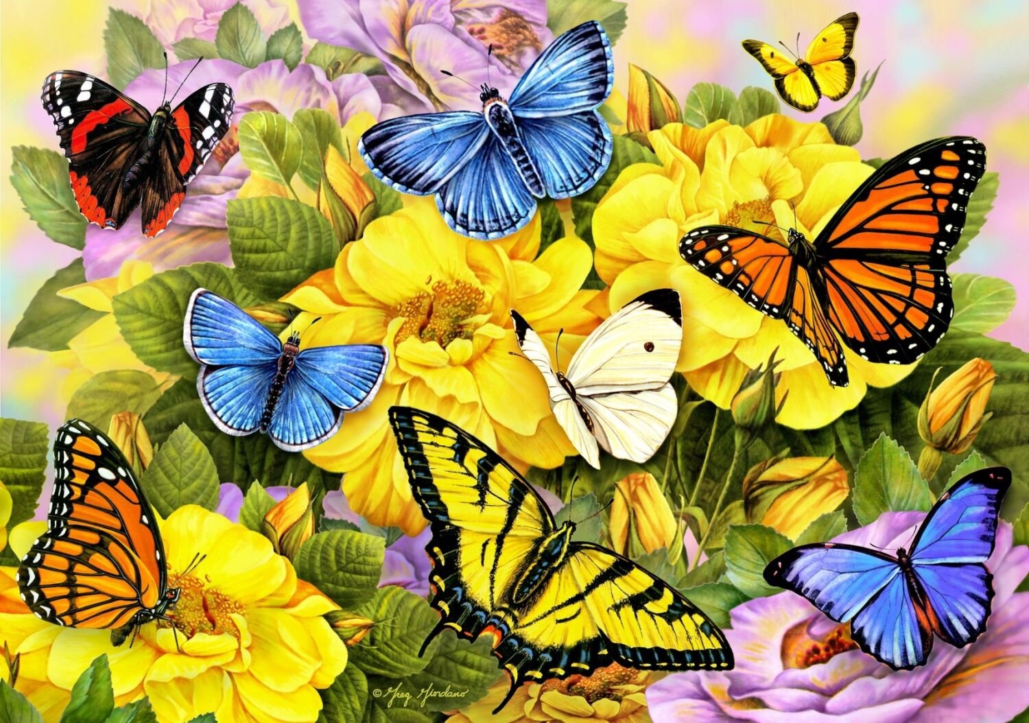 Алмазная мозаика бабочка на цветке