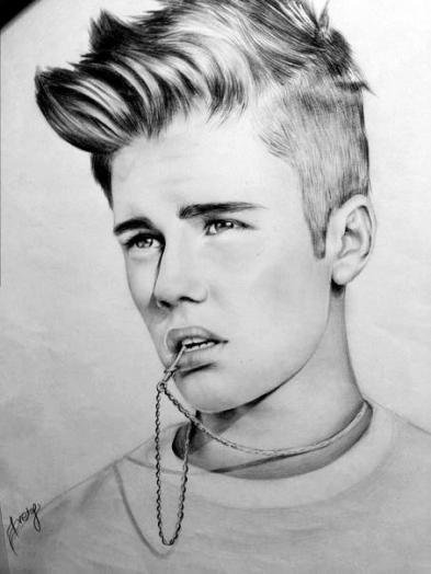 Портрет Джастина Бибера карандашом
