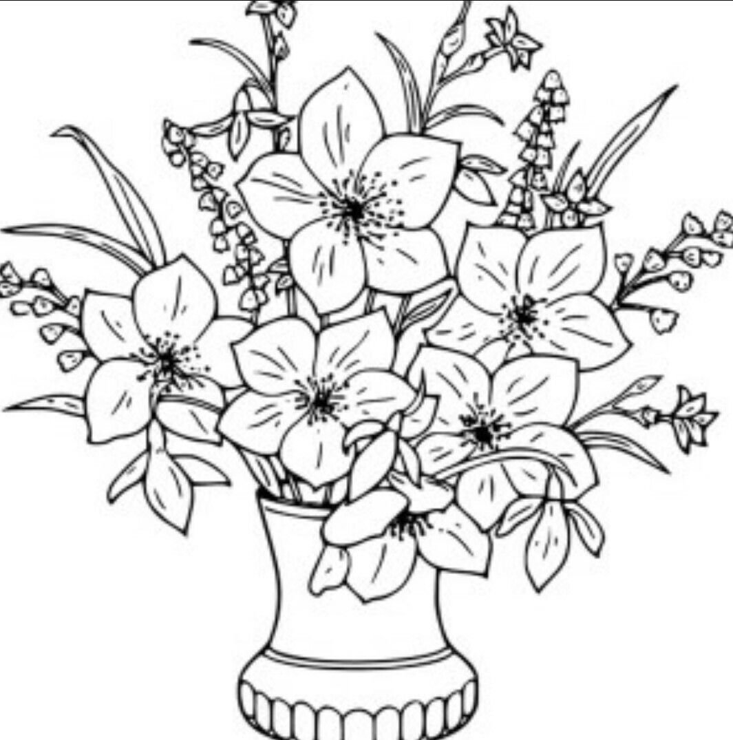 Раскраска букет с полевыми цветами в вазе
