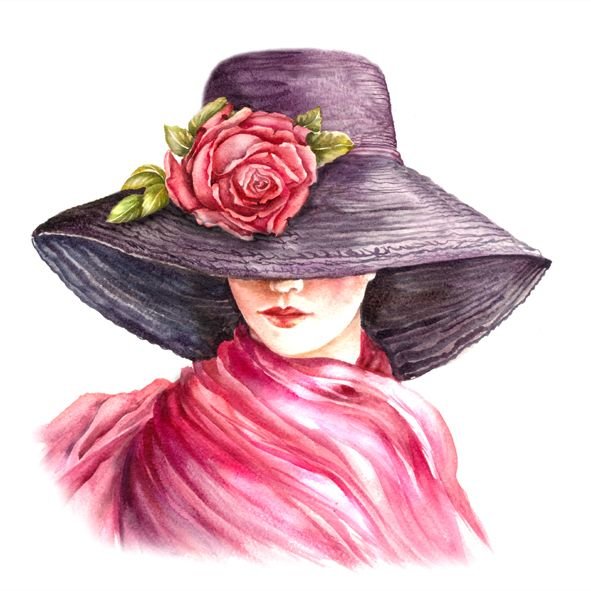 Девушка в шляпе акварель