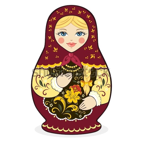 Хохломская роспись Матрешка вектор