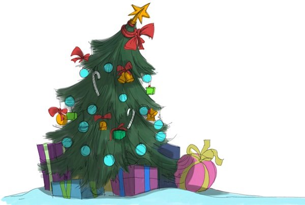 Новый год акварель