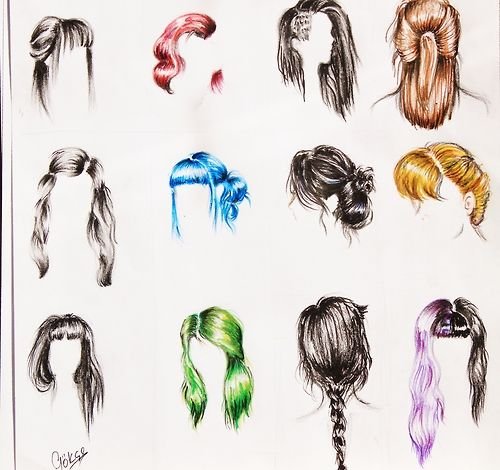 Красивые волосы для срисовки легко