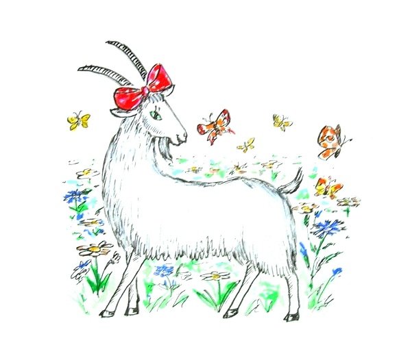 Коза рисунок в цвете