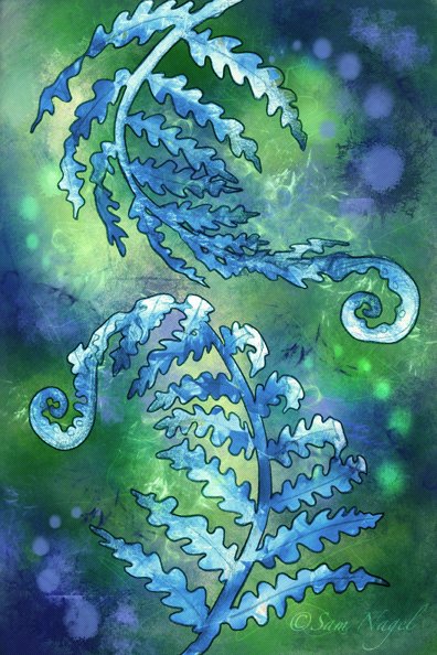 Папоротник гуашью