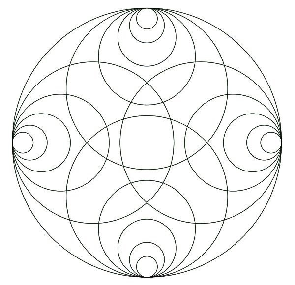 Цветок из окружностей циркулем