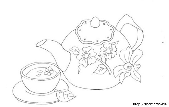 Чайный сервиз рисовать
