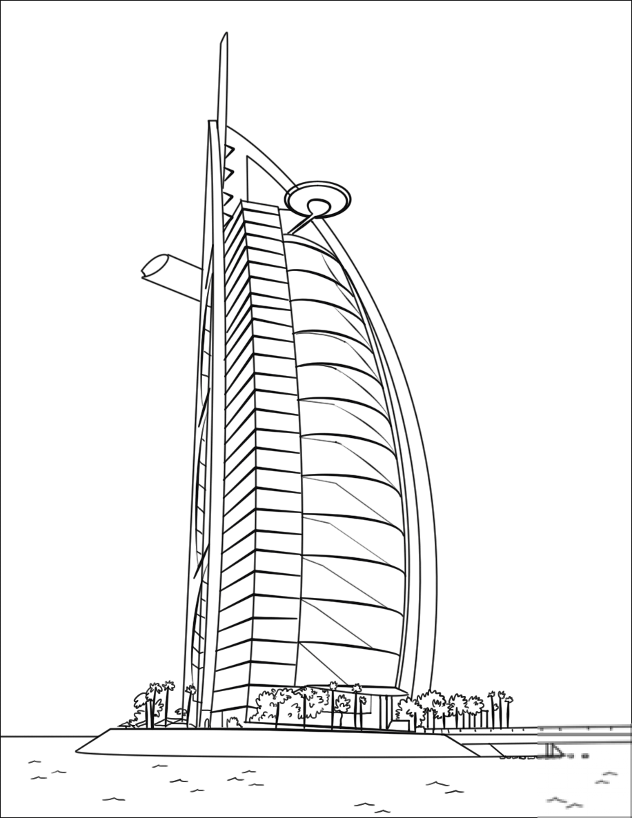 Здание Бурдж Аль араб чертеж