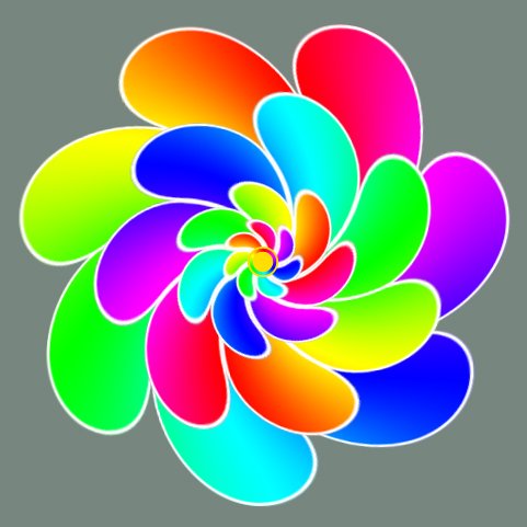 Цветок с разноцветными лепестками мультяшный