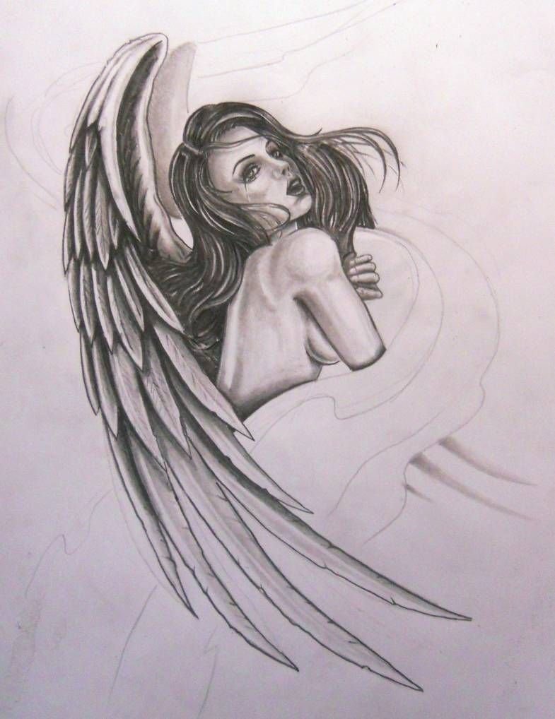Девушка с крыльями эскиз