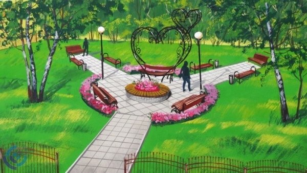 Парковый пейзаж карандашом