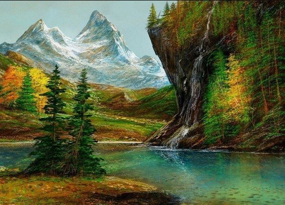 Алмазная вышивка горное озеро