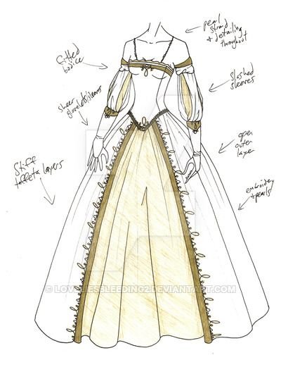 Средневековые платья скетчи