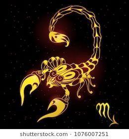 Золотой Скорпион на черном фоне