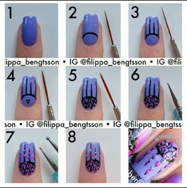 Несложные узоры на ногтях