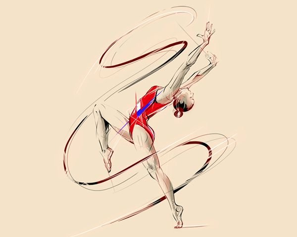 Гимнастка с лентой рисунок