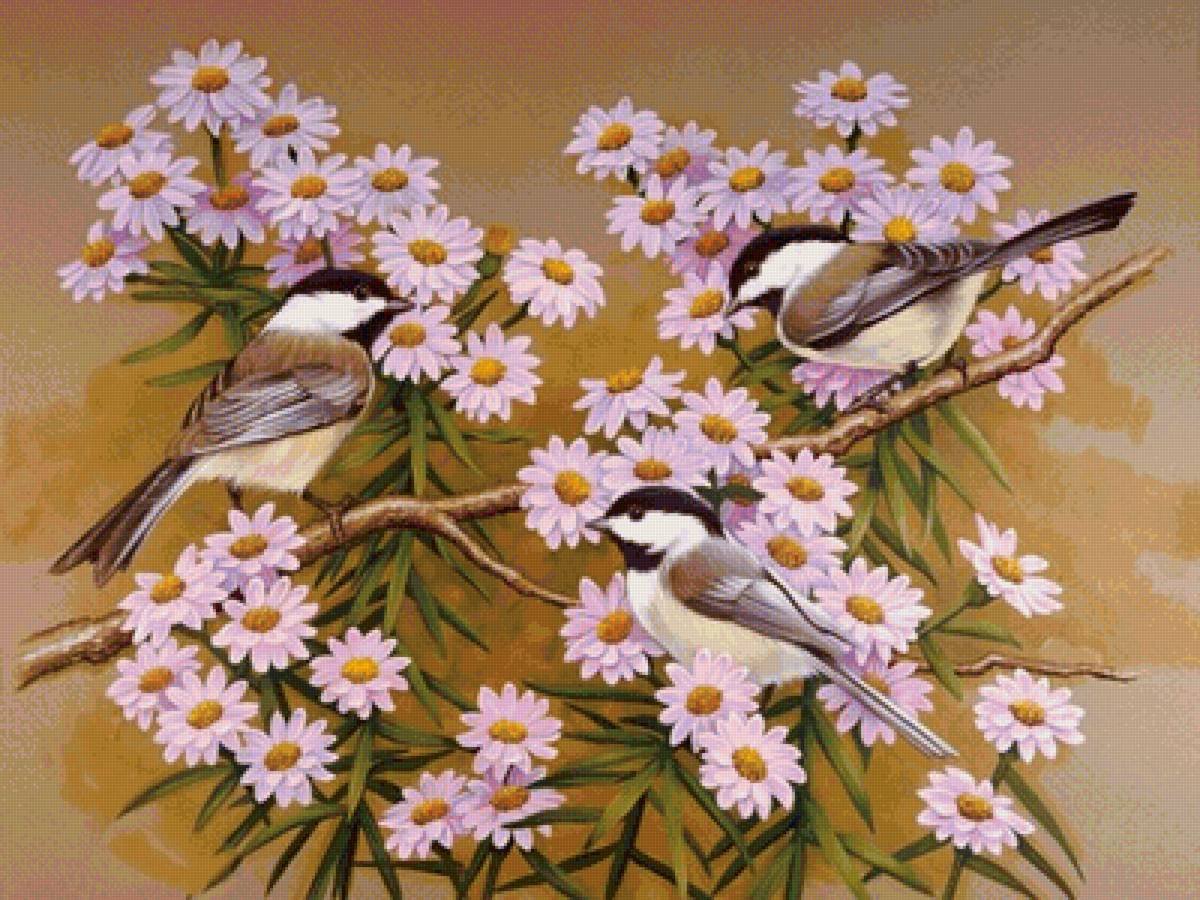 Картины птицы и цветы