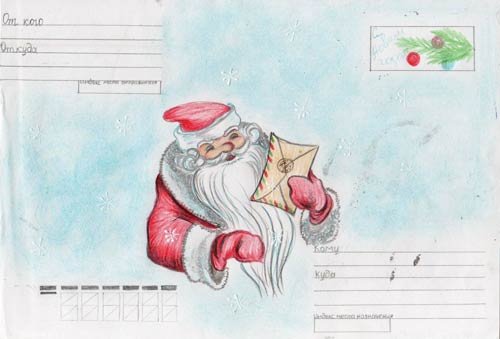 Рисунок на конверт деду Морозу
