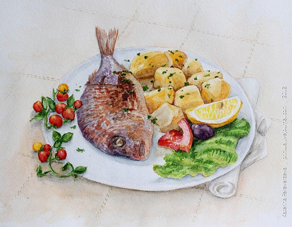 Блюда акварель