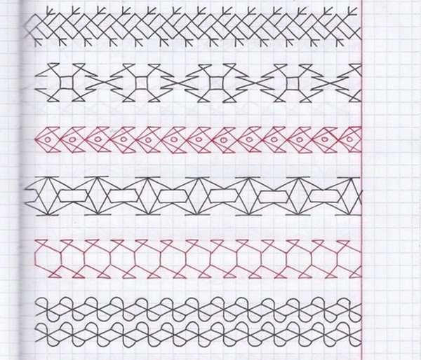Узоры в тетрадку в клетку