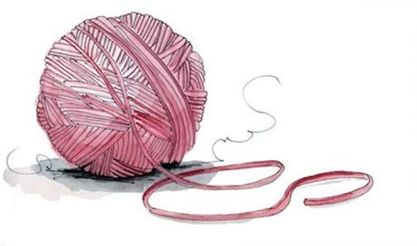 Клубок ниток акварель