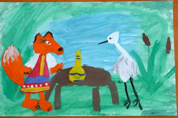 Сказки "лиса и журавль"