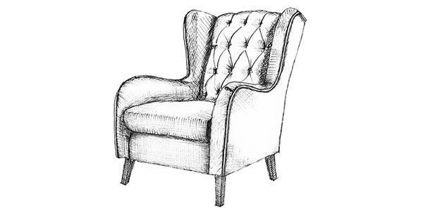 Скетч кресло вид сбоку