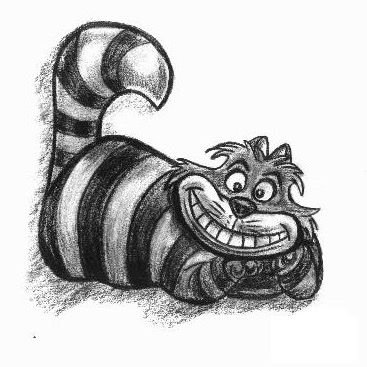 Чеширский кот для срисовки сложный