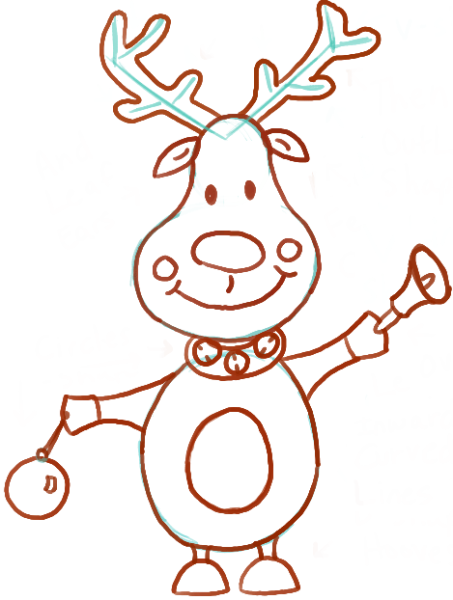 Раскраска олень новогодний