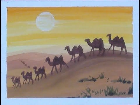 Рисование Караван верблюдов