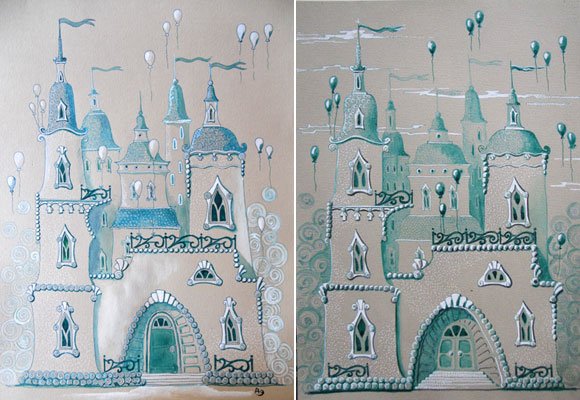 Сказочный замок карандашом