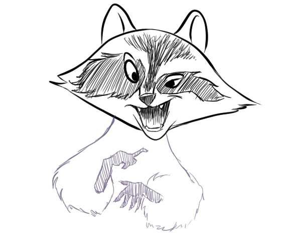 Енот рисунок карандашом мультяшный
