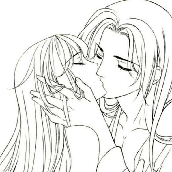 Раскраски для девочек поцелуи
