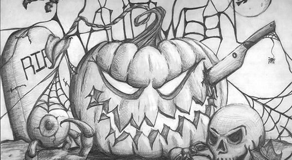 Рисунки на Хэллоуин карандашом страшные