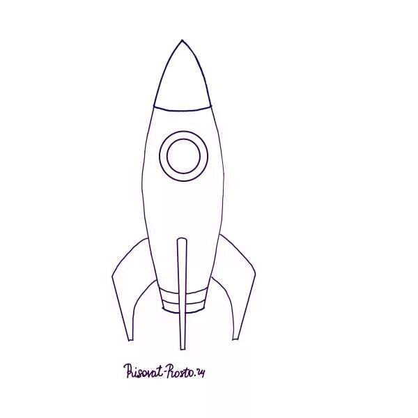 Ракета рисунок для детей карандашом
