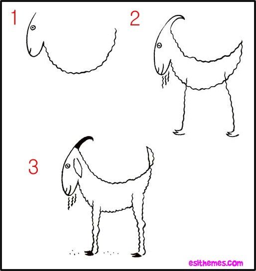 Поэтапное рисование козленка