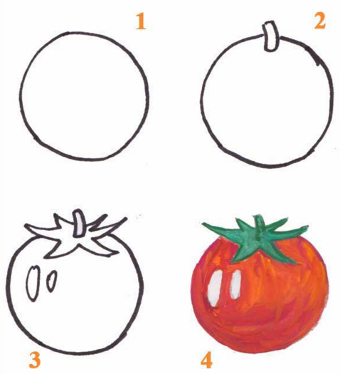 Рисование овощей и фруктов для детей