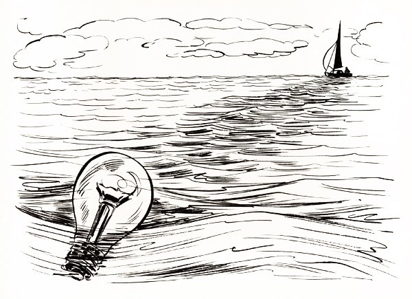 Нарисовать ручкой море