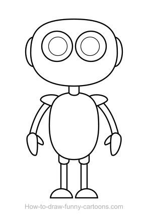 Схема рисования робота для детей