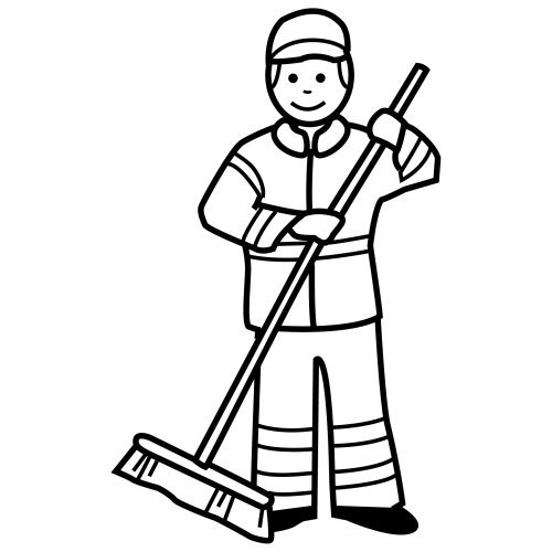 Дворник раскраска для детей