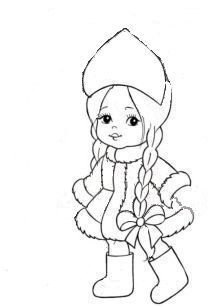 Снегурочка рисунок раскраска