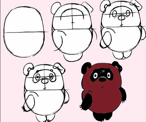 Нарисовать Винни пуха пошагово