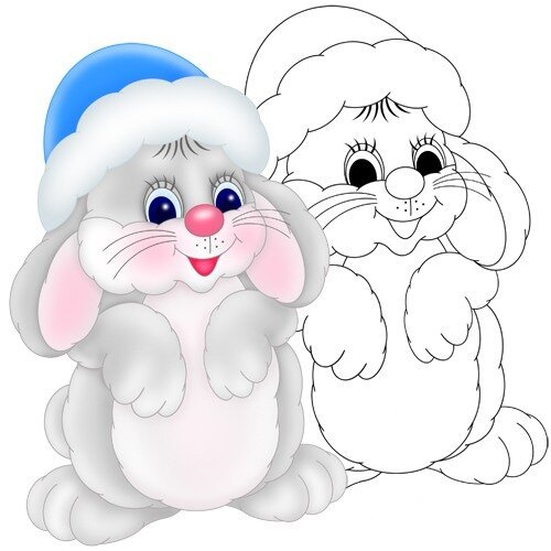 Новогодний Зайка раскраска