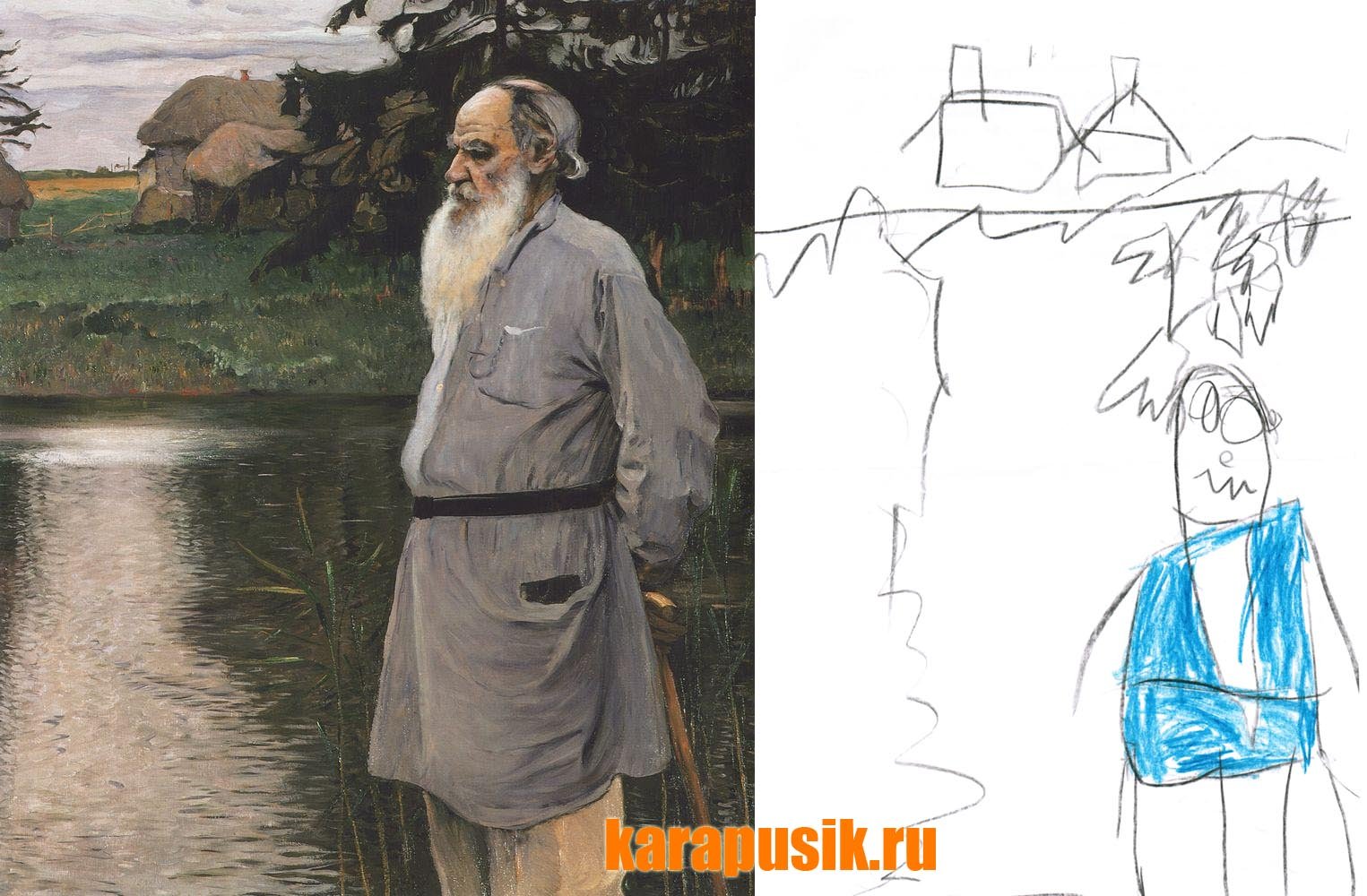 Портрет Толстого на траве