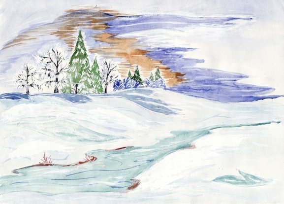 Зимний рисунок карандашом