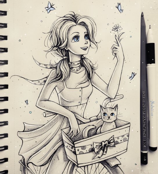 Рисунки для скетчбука легкие девушки