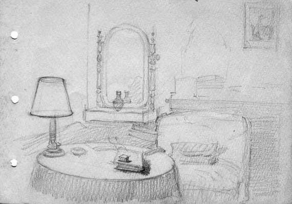 Интерьер усадьбы карандашом