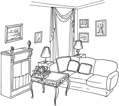 Интерьер дворянской усадьбы карандашом