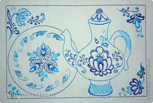 Гжель роспись тарелки поэтапное